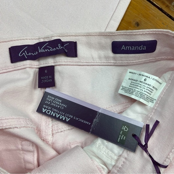 Gloria Vanderbilt Amanda powder pink jeans stretchy denim summer spring classic - Picture 8 of 15